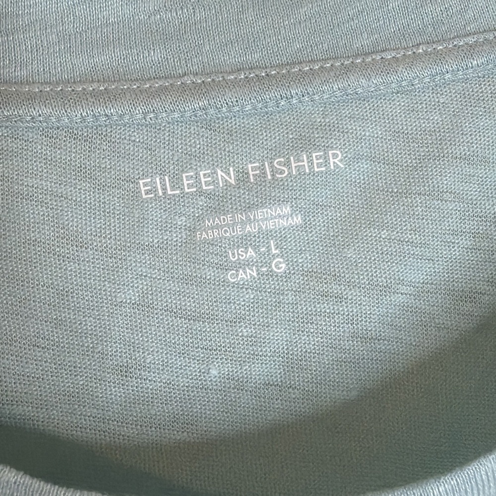 NEW Eileen Fisher Set Of 2 Organic Linen Beach Cottage Core Top & Black V-neck L - Picture 5 of 14